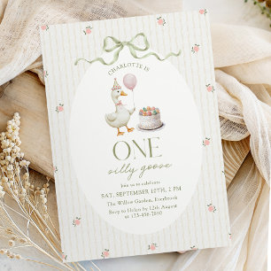 One Silly Goose Vintage Girl Birthday Invitation