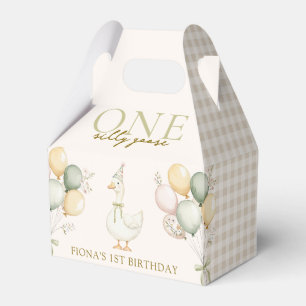 ONE Silly Goose Watercolor Boy Girl 1st Birthday Favor Box