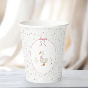 One Silly Goose Wildflower Pink Bow Girl Birthday Paper Cups