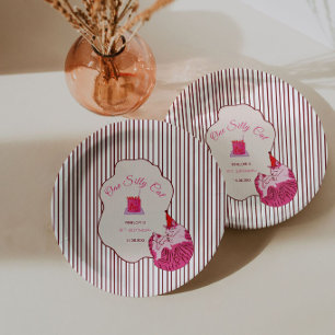 One Silly Pink Kitty 1st Birthday Paper Plate