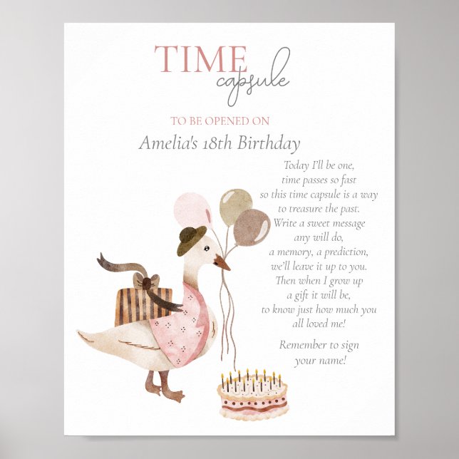 One Silly Vintage Birthday Goose Time Capsule Poster (Front)