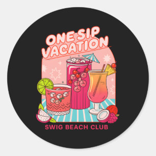 One Sip Vacation Swig Beach Club  Classic Round Sticker