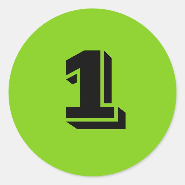 One Small Round Green Number Stickers by Janz (Front)