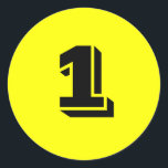 One Small Round Yellow Number Stickers by Janz<br><div class="desc">Sticker Designs by Janz © 2008-2017 Jan Fitzgerald. All rights reserved. Graphic Design,  Artwork,  & Photography by Jan & Michael Fitzgerald.</div>