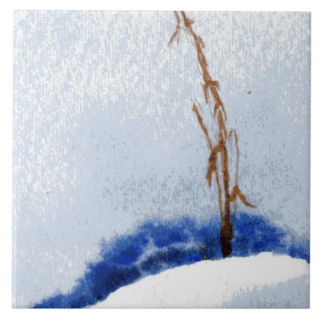 One small steam of straw in a large snow drift tile (Front)