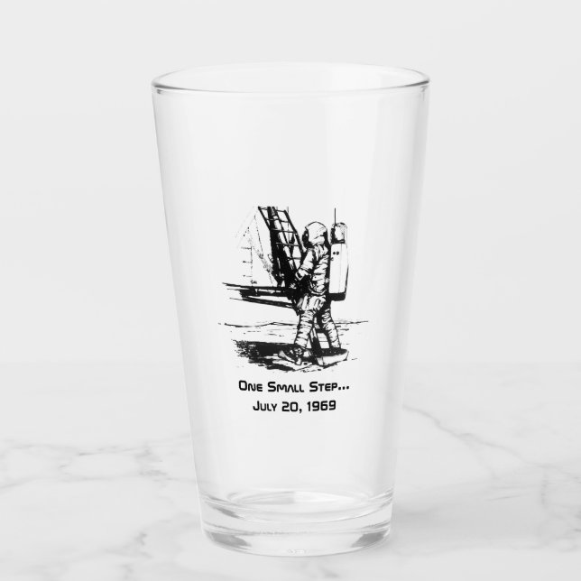 One Small Step Apollo 11 Moon Landing Glass (Front)