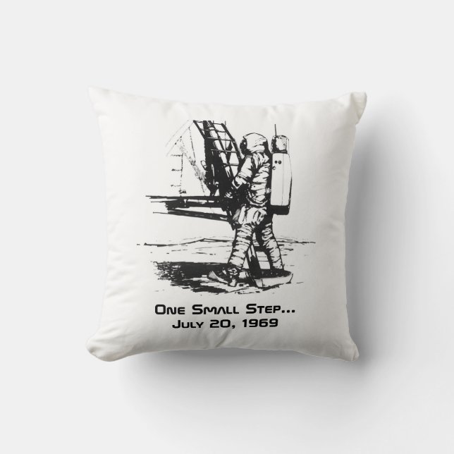 One Small Step Apollo 11 Moon Landing Throw Pillow (Front)