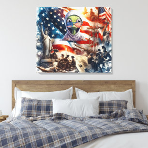 One Small Step for Alien-kind Canvas Print
