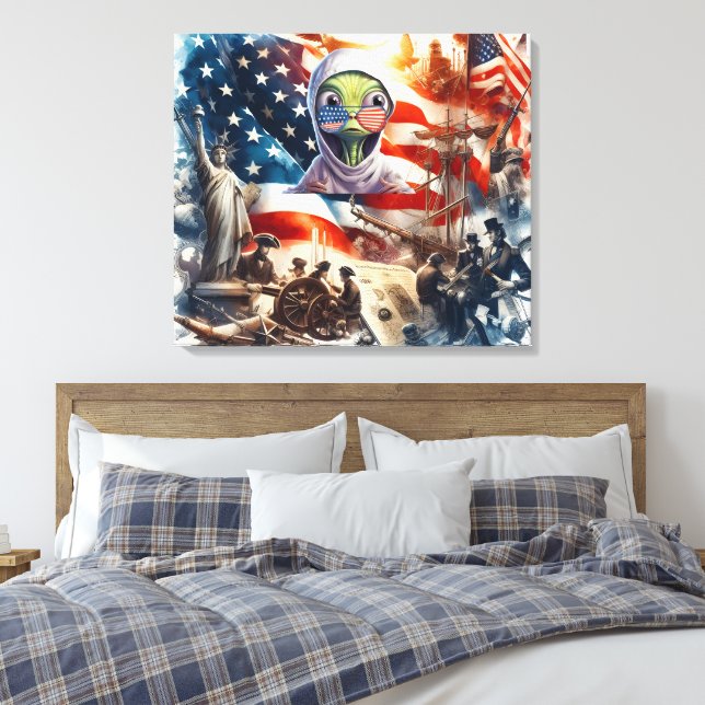 One Small Step for Alien-kind Canvas Print (Insitu(Bedroom))