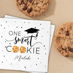 One Smart Cookie Black and White Graduation Paper Napkin