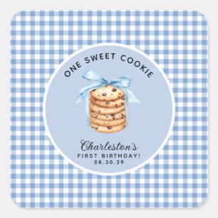 One Smart Cookie Boys First Birthday Square Sticker
