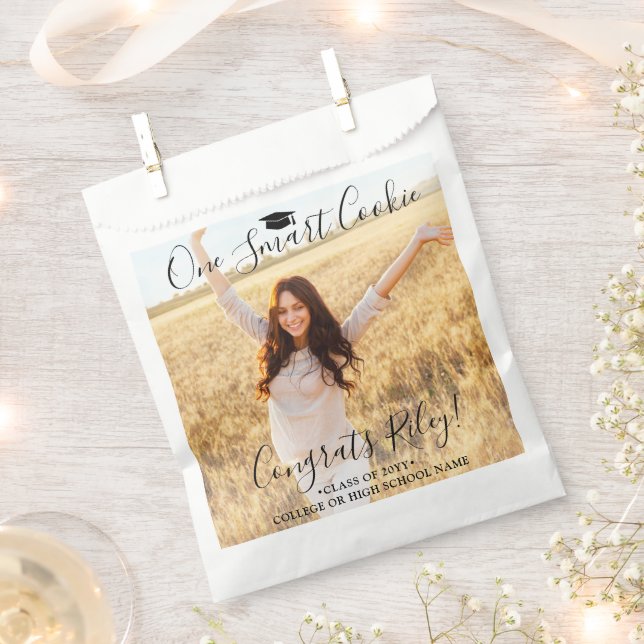 One Smart Cookie Elegant Script Simple Photo Funny Favour Bag (Clipped)