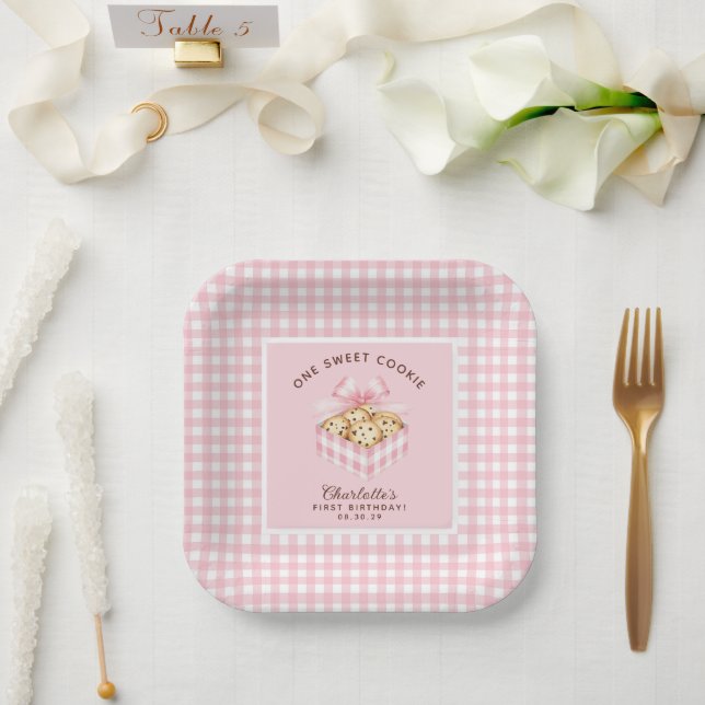 One Smart Cookie Girls First Birthday  Paper Plate (Wedding)