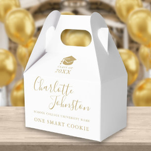 One Smart Cookie Gold Script Graduation Party Favor Box