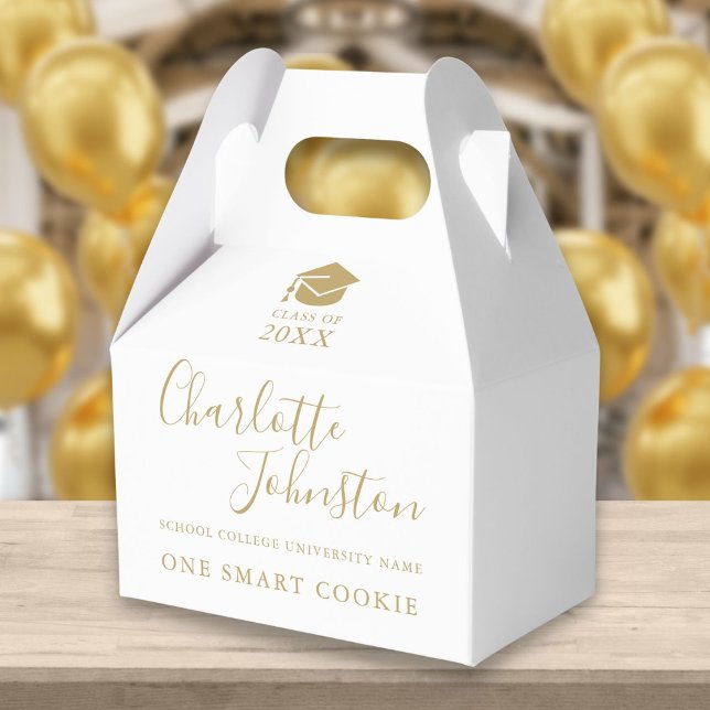One Smart Cookie Gold Script Graduation Party Favor Box (Creator Uploaded)