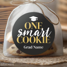 One Smart Cookie - Grad Name and Cap - Black Gold