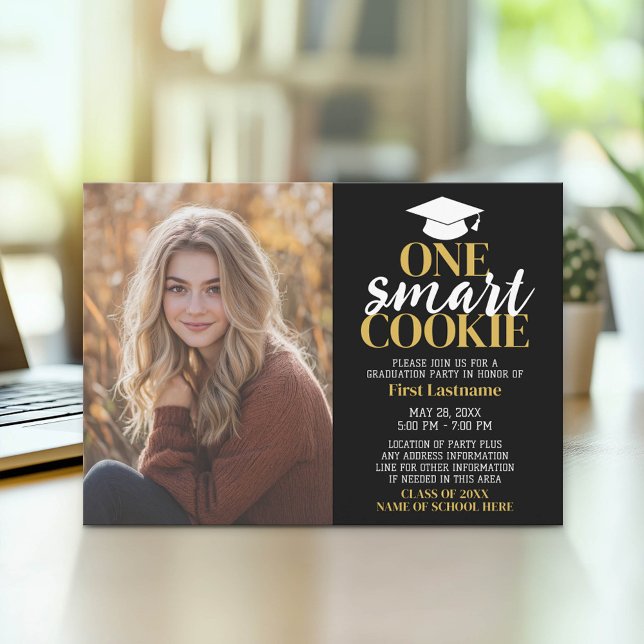 One Smart Cookie - Graduation Photo - Grad Party Invitation (Graduation Party Invitation with Photo)