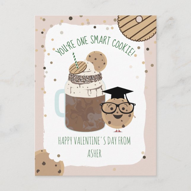 One Smart Cookie & Milkshake Classroom Valentine   Postcard (Front)