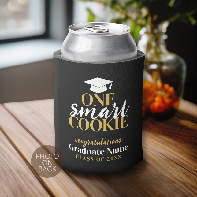 One Smart Cookie - Modern Graduation 1 Photo Can Cooler (Custom Can Cooler)