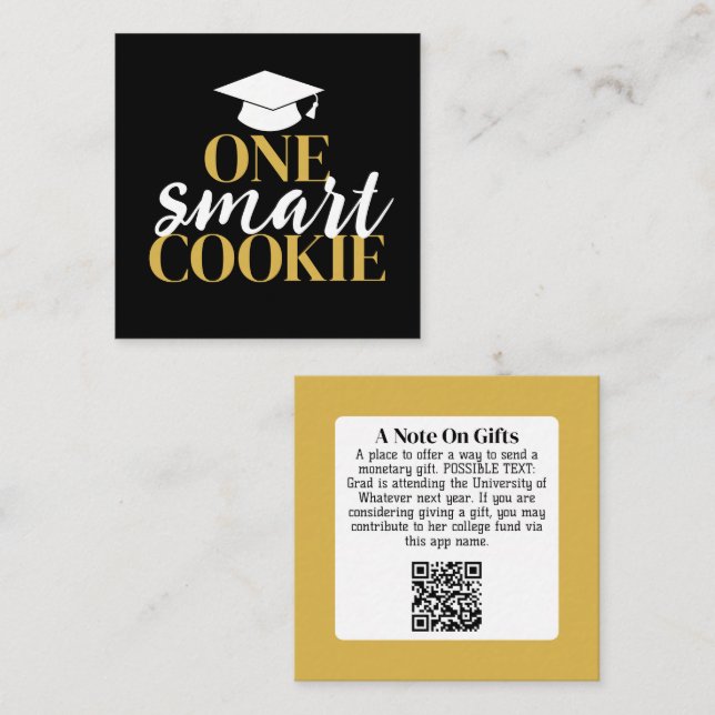 One Smart Cookie - Modern Graduation Gift QR Code Enclosure Card (Front/Back)