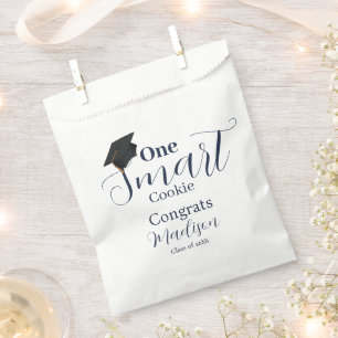One smart cookie navy blue graduation party favour bag