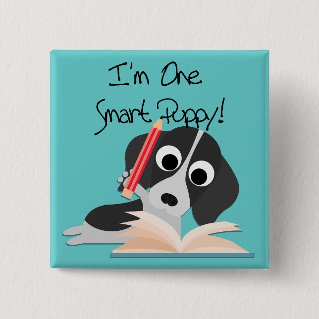 One Smart Puppy 2 Inch Square Button (Front)