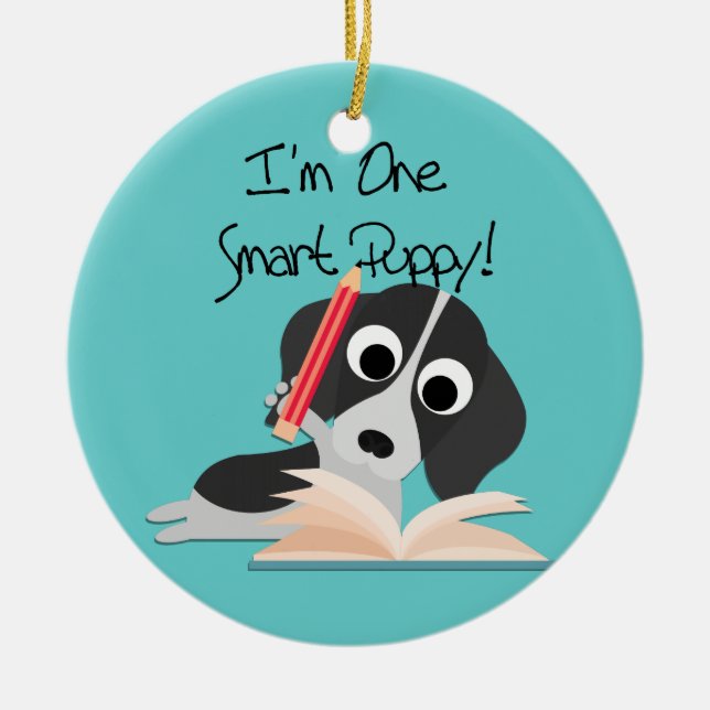 One Smart Puppy Ceramic Ornament (Front)
