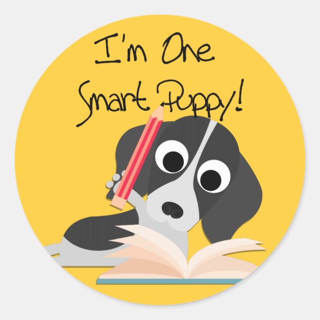 One Smart Puppy Classic Round Sticker (Front)