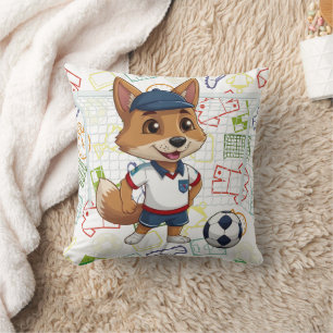 One Soccer Cayote Print Throw Pillow