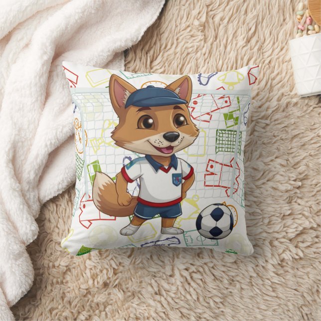 One Soccer Cayote Print  Throw Pillow (Blanket)
