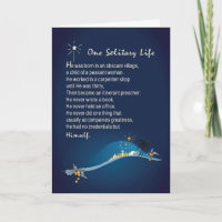 One Solitary Life Religious Christmas Card Dark Bl