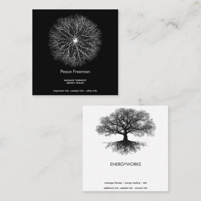 One Source | Tree of Life Design Square Business Card (Front/Back)