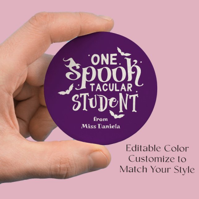 One Spooktacular Student Halloween Teacher Reward Classic Round Sticker (Creator Uploaded)