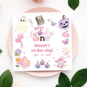 One Spooky Babe Cute Halloween Ghost 1st Birthday Napkin