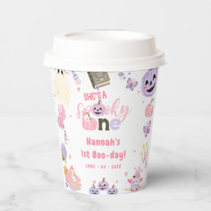 One Spooky Babe Cute Halloween Ghost 1st Birthday Paper Cups