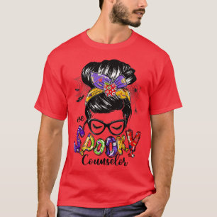 One Spooky Counsellor Messy Bun Happy Halloween Gi T-Shirt