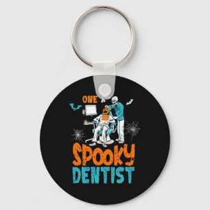 One Spooky Dentist Scary Dental Halloween Skeleton Keychain