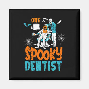 One Spooky Dentist Scary Dental Halloween Skeleton Magnet