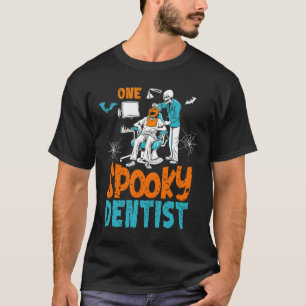 One Spooky Dentist Scary Dental Halloween Skeleton T-Shirt