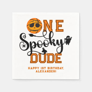 One Spooky Dude Basketball Boys Rad Kids Birthday Napkin