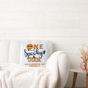 One Spooky Dude Basketball Boys Rad Kids Birthday Throw Pillow