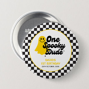 One Spooky Dude Groovy Halloween First Birthday 3 Inch Round Button