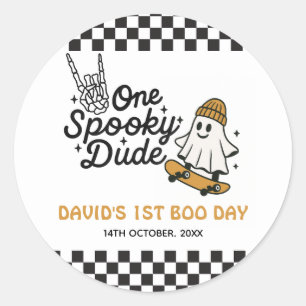 One Spooky Dude Halloween Birthday Classic Round Sticker