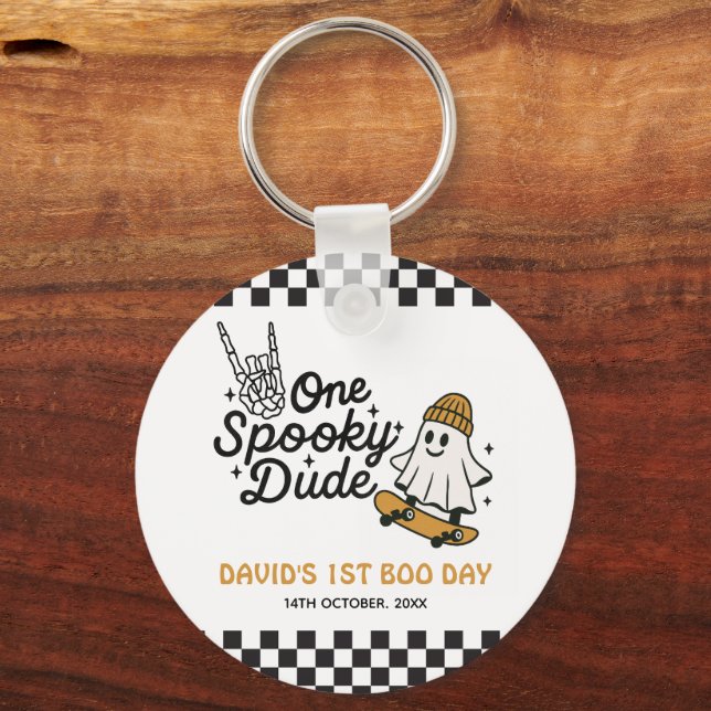 One Spooky Dude Halloween Birthday  Keychain (Front)