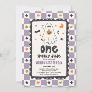 One Spooky Dude Halloween Boy Ghost 1st Birthday Invitation