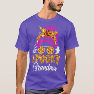 One Spooky Grandma Halloween Messy Bun Mom Monster T-Shirt