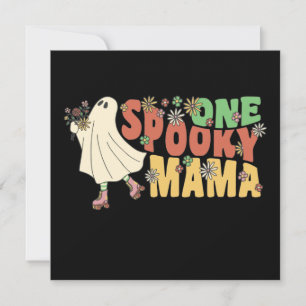One Spooky Mama Groovy Ghost With Vintage Flowers Invitation