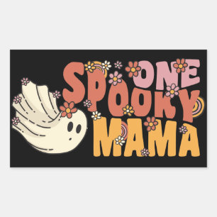 One Spooky Mama Groovy Ghost With Vintage Flowers Sticker