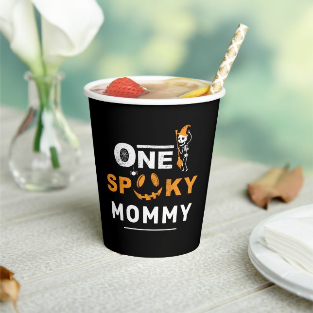 One Spooky Mom Halloween Matching Family Custom Paper Cups (Insitu)