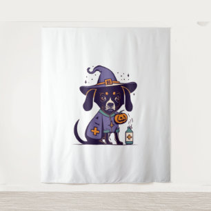 One Spooky Nurse Dog Ready for October   Tapestry